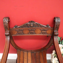 Load image into Gallery viewer, x SOLD Antique French Savonarola Chair, Cross Frame Arm Chair, X Frame Hall Chair Seat. B10338