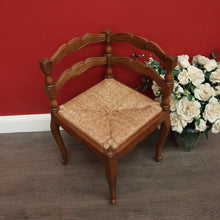 Load image into Gallery viewer, x SOLD Antique French Corner Chair French Oak and Rush Seat Conversation Armchair Chair. B9832