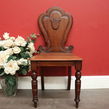 Load image into Gallery viewer, x SOLD Antique English Walnut Church Chair, Hall Chair Gothic Chair with Shield to Back. B10396