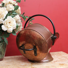 Load image into Gallery viewer, x SOLD Antique French Copper Bucket, Coal Scuttle, Magazine Holder, Kindling Firewood B10552