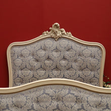 Load image into Gallery viewer, x SOLD Antique French Painted Double Bed, Padded Buttoned Headboard and Foot Bed B10764