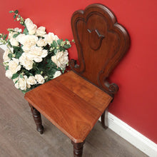 Load image into Gallery viewer, x SOLD Antique English Walnut Church Chair, Hall Chair Gothic Chair with Shield to Back. B10396