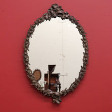 Load image into Gallery viewer, Antique English Mirror, Antique Brass Floral Wall Mirror, Vanity Hall Mirror