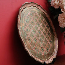 Load image into Gallery viewer, x SOLD Vintage Italian Serving Tray Dish in Pale Rose, Green and Gold. B10130
