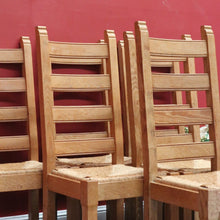 Load image into Gallery viewer, x SOLD Set of 6 Dining Chairs, Antique French Oak Ladder Back Kitchen Chairs, Rush Seat B10937