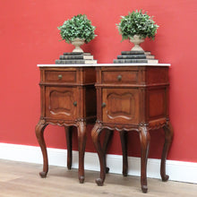 Load image into Gallery viewer, x SOLD Bedside Tables, Antique French Oak and Marble Bedside Cabinets, Lamp Table B10550
