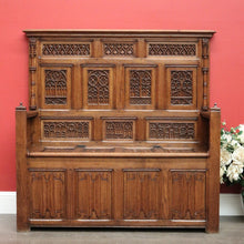 Load image into Gallery viewer, x SOLD Antique French Hall Seat, French Carved Oak Blanket Box, Seat Chair Bench Settle. B10527