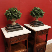 Load image into Gallery viewer, x SOLD Antique Bedside Tables, French Oak and Marble Lamp Table, Side Tables, Bedsides B10880