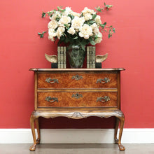 Load image into Gallery viewer, Antique French Chest of Drawers Burr Walnut 2 Drawer Hall Foyer Cabinet Cupboard B10465