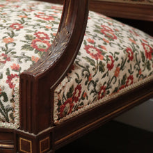 Load image into Gallery viewer, x SOLD Antique French Settee, Lounge or Sofa, Walnut and Gilt Frame Rust Amber Flowers B11186