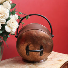 Load image into Gallery viewer, x SOLD Antique French Copper Bucket, Coal Scuttle, Magazine Holder, Kindling Firewood B10552