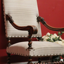 Load image into Gallery viewer, x SOLD Antique French Library Chair, Striped Fabric Hall Chair, Bedroom Chair, Armchair B11506