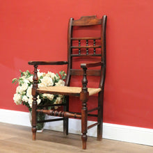 Load image into Gallery viewer, x SOLD Antique French Oak and Rush Seat Armchair, Hall Chair, Verandah Chair B10681