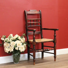 Load image into Gallery viewer, x SOLD Antique French Oak and Rush Seat Armchair, Hall Chair, Verandah Chair B10681