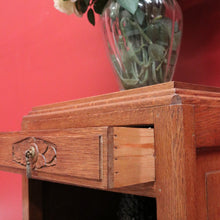 Load image into Gallery viewer, x SOLD Antique French Lamp Cabinet, Oak and Brass Bedside Table, Lamp Side Table Drawer B10627