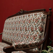 Load image into Gallery viewer, x SOLD Antique French Settee, Lounge or Sofa, Walnut and Gilt Frame Rust Amber Flowers B11186