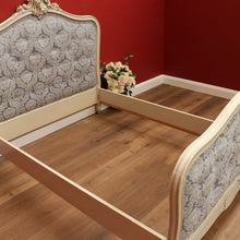 Load image into Gallery viewer, x SOLD Antique French Painted Double Bed, Padded Buttoned Headboard and Foot Bed B10764