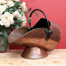 Load image into Gallery viewer, x SOLD Antique French Copper Bucket, Coal Scuttle, Magazine Holder, Kindling Firewood B10552