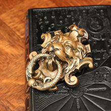 Load image into Gallery viewer, x SOLD Antique French Brass Door Knocker, Antique Brass Lion's Head, Dragon Ring Handle B10767
