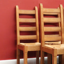 Load image into Gallery viewer, x SOLD Set of 6 Dining Chairs, Antique French Oak Ladder Back Kitchen Chairs, Rush Seat B10937