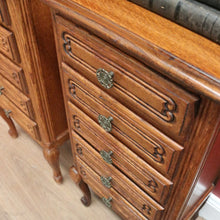 Load image into Gallery viewer, x SOLD Pair of French Oak Bedside Tables, 5 Drawer Lamp Table, Hall or Side Table B10655