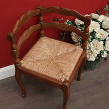 Load image into Gallery viewer, x SOLD Antique French Corner Chair French Oak and Rush Seat Conversation Armchair Chair. B9832