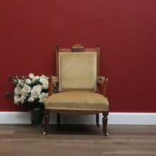 Load image into Gallery viewer, Antique English Grandfather Chair, Antique English Walnut and Fabric Armchair B10791