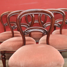 Load image into Gallery viewer, x SOLD Six Antique Dining Chairs, Antique English Mahogany and Velvet Kitchen Chairs B11098