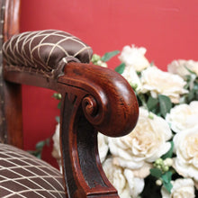Load image into Gallery viewer, x SOLD Antique English Oak Grandfather Arm Chair Antique Oak and Fabric Scroll Armchair. B10437