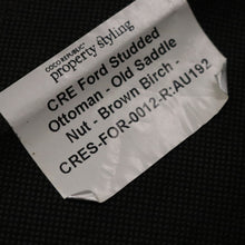 Load image into Gallery viewer, x SOLD Coco Republic Tan Leather Ottoman, Footstool, Ford Studded Ottoman Brown Birch B11006