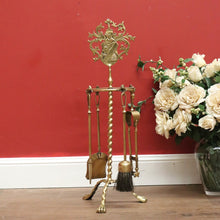 Load image into Gallery viewer, x SOLD Antique French Fire Tool Set, Fire Tools and Stand, Heraldic Shield 5 Tool Set B10814