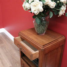 Load image into Gallery viewer, x SOLD Antique French Lamp Cabinet, Oak and Brass Bedside Table, Lamp Side Table Drawer B10627