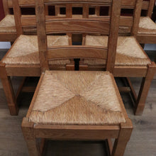 Load image into Gallery viewer, x SOLD Set of 6 Dining Chairs, Antique French Oak Ladder Back Kitchen Chairs, Rush Seat B10937