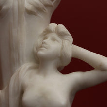 Load image into Gallery viewer, x SOLD Antique Alabaster Statue Maiden, Greek God and Calla Lilies. Art Nouveau c1925. B11288