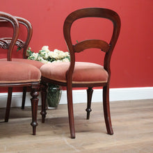 Load image into Gallery viewer, x SOLD Six Antique Dining Chairs, Antique English Mahogany and Velvet Kitchen Chairs B11098