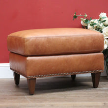 Load image into Gallery viewer, Coco Republic Tan Leather Ottoman, Footstool, Ford Studded Ottoman Brown Birch B11006