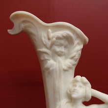 Load image into Gallery viewer, x SOLD Antique Alabaster Statue Maiden, Greek God and Calla Lilies. Art Nouveau c1925. B11288