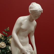 Load image into Gallery viewer, x SOLD Antique French Glazed Plaster Statue 'The Bather' Falconet Style Maiden Statue B11172