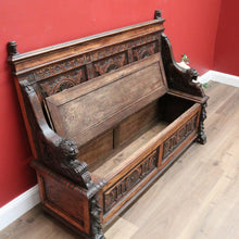 Load image into Gallery viewer, x SOLD Antique French Oak Hall Settle, Hall Chair with Lift Lid Blanket Box, Hall Seat B10728