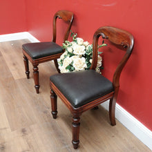 Load image into Gallery viewer, x SOLD Pair of Antique English Hall Chairs, Library or Bedroom Chairs, Mahogany Leather B11120