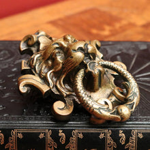 Load image into Gallery viewer, x SOLD Antique French Brass Door Knocker, Antique Brass Lion's Head, Dragon Ring Handle B10767
