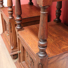 Load image into Gallery viewer, x SOLD Pair of French Bedside Tables, Antique Marble Top Oak Lamp Side Tables B10555