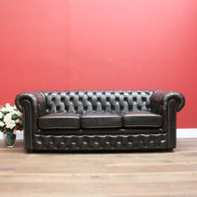 Load image into Gallery viewer, x SOLD Vintage Button Back Chesterfield Lounge, 3 Seater Deep Chestnut Brown Lounge B11206