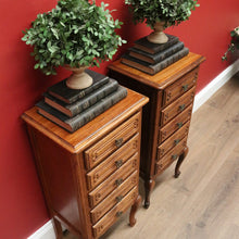 Load image into Gallery viewer, x SOLD Pair of French Oak Bedside Tables, 5 Drawer Lamp Table, Hall or Side Table B10655