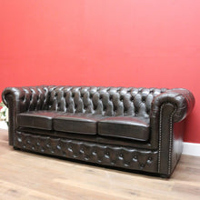 Load image into Gallery viewer, x SOLD Vintage Button Back Chesterfield Lounge, 3 Seater Deep Chestnut Brown Lounge B11206
