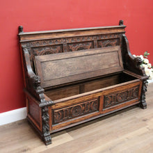 Load image into Gallery viewer, x SOLD Antique French Oak Hall Settle, Hall Chair with Lift Lid Blanket Box, Hall Seat B10728