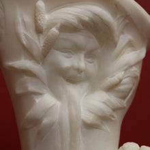 Load image into Gallery viewer, x SOLD Antique Alabaster Statue Maiden, Greek God and Calla Lilies. Art Nouveau c1925. B11288