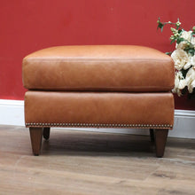 Load image into Gallery viewer, x SOLD Coco Republic Tan Leather Ottoman, Footstool, Ford Studded Ottoman Brown Birch B11006