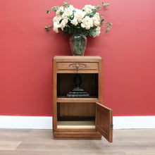 Load image into Gallery viewer, x SOLD Antique French Lamp Cabinet, Oak and Brass Bedside Table, Lamp Side Table Drawer B10627