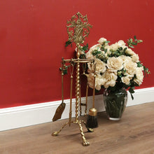 Load image into Gallery viewer, x SOLD Antique French Fire Tool Set, Fire Tools and Stand, Heraldic Shield 5 Tool Set B10814
